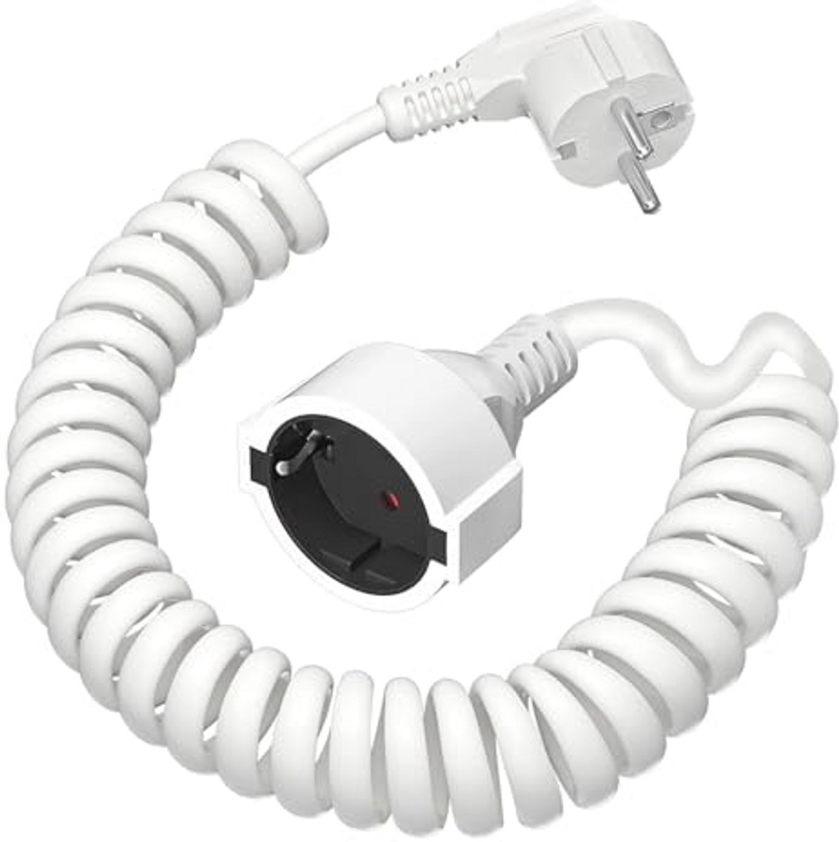 Spiraalverlengstuk 0,8 m tot 2 m - Geaarde Stekker en Koppeling - PVC Verlengkabel IP20