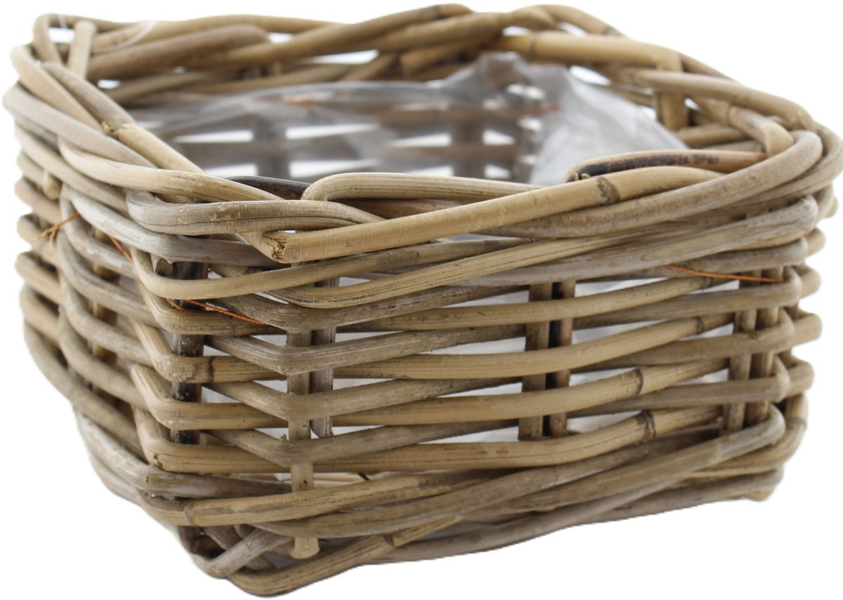 Van der Leeden Opbergmand Klassiek - bruin - 20 x 20 x 10 cm - rotan - gevlochten riet - mand - opbergen