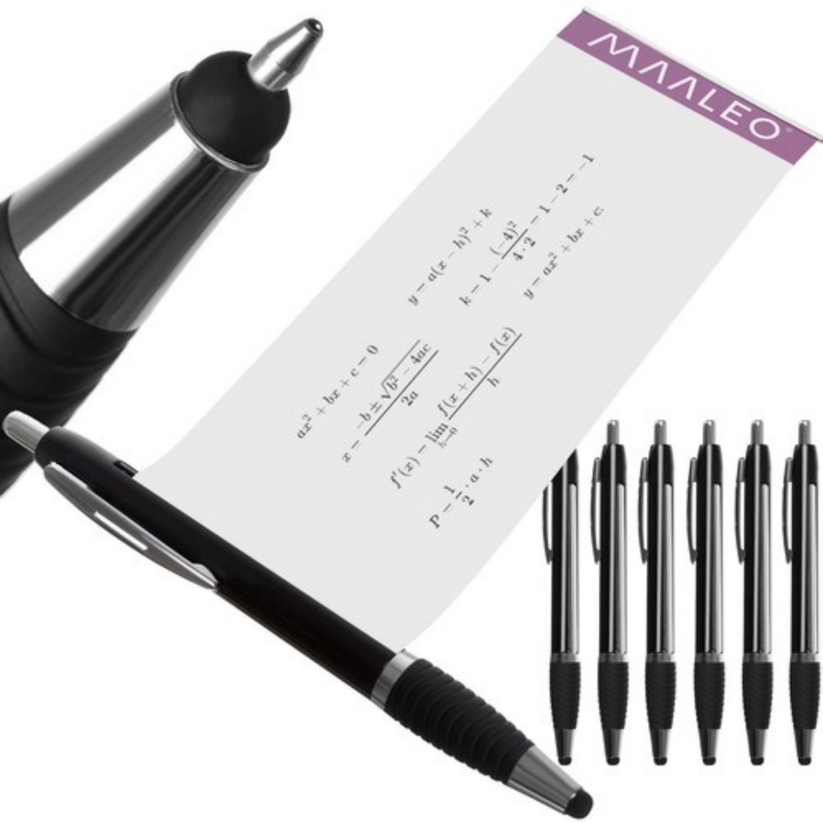 Maaleo Spiekpen - 6x stuks - 3x blauw - 3x zwart - balpen - pen met spiekbriefje - spiek pen