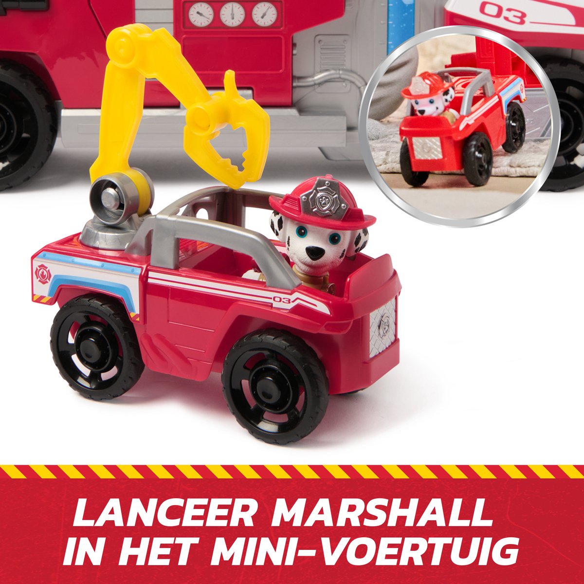 PAW Patrol - Brandweerredding - Marshall's Brandweerwagen met Marshall-figuur, licht, lanceerder en geluidseffecten — afbeelding 14