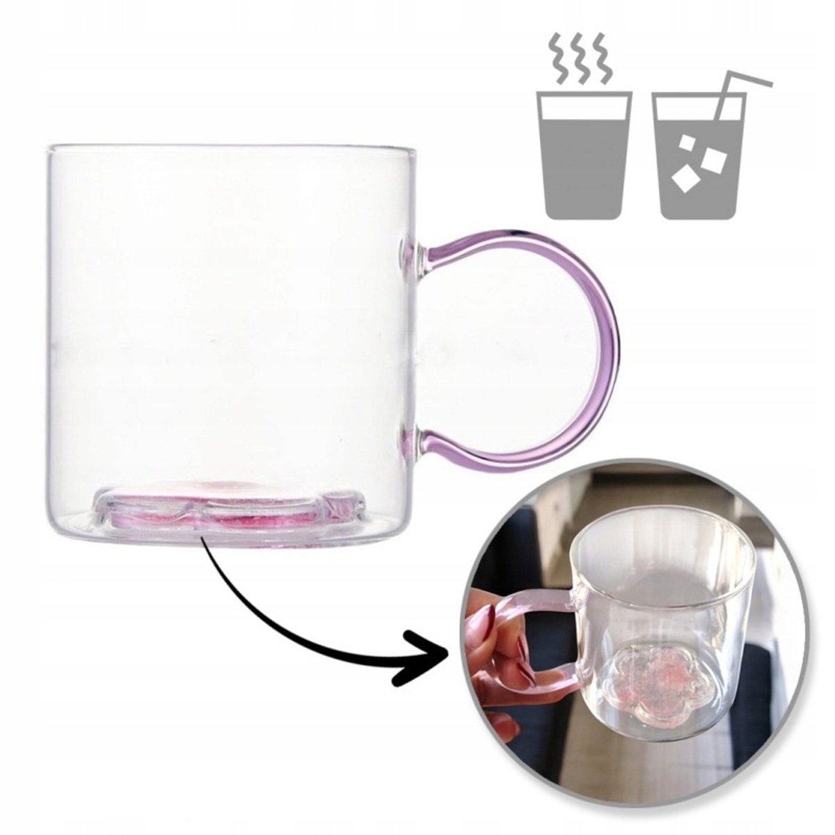 Mooie Thermische Glas met Glitter Bloem - 250 ml