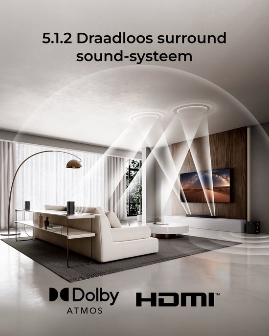 ULTIMEA Skywave X40 5.1.2 Dolby Atmos Soundbar met Draadloze Subwoofer en 2 Achterspeakers - Soundbar voor TV - Zwart van Ultimea — afbeelding 2