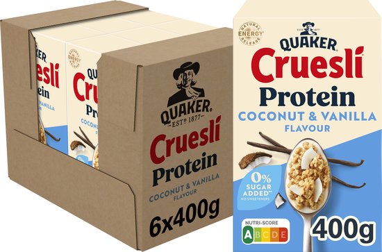 Quaker Cruesli Protein Zero Sugar Added Coconut & Vanilla 6 x 400 gr