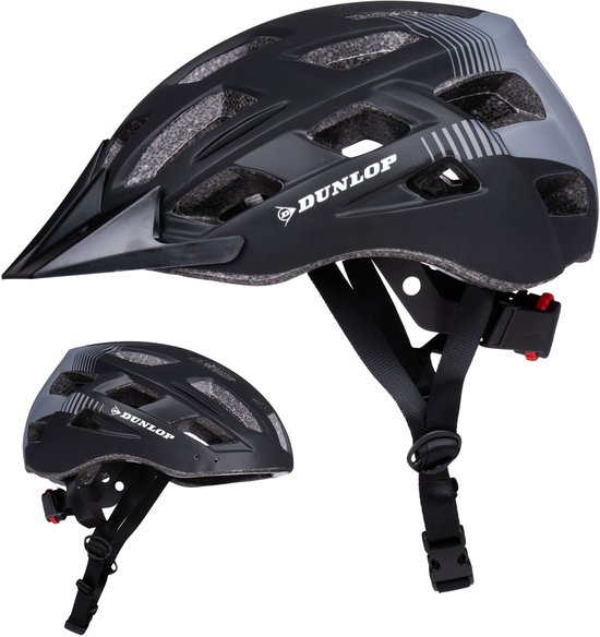 Casque de vélo Dunlop - Réglable de 58 à 61 CM - Taille L - avec LED- Siècle des Lumières - Mode 3 lumières - Zwart