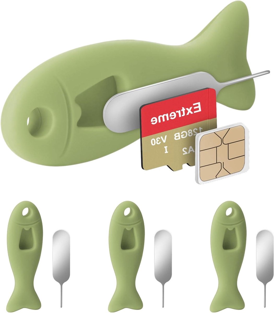 Jhubers Goods - SIM-kaartverwijderingsgereedschap - uitwerppennen - naaldopener - iPhone - groen - set van 4 - geïntegreerde simkaartopslag - geschikt voor - groene modellen