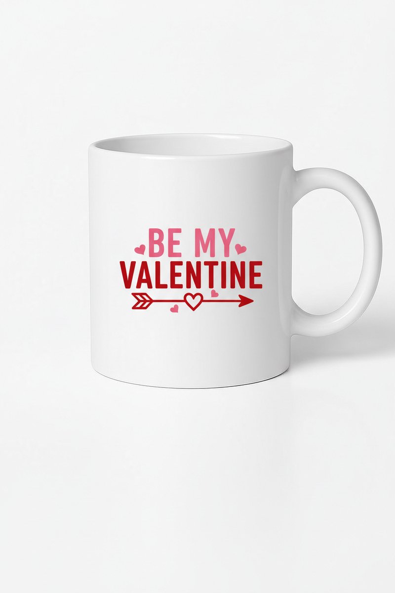 Be My Valentine Mok - Romantisch Valentijnscadeau met Hartjes & Liefdespijl