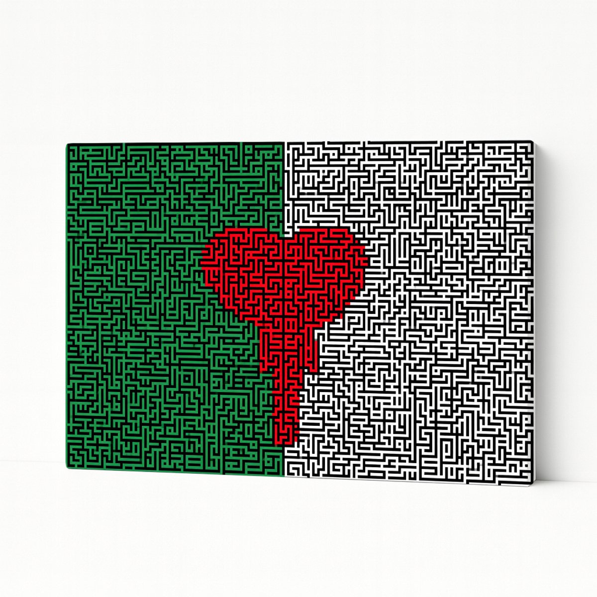 Rood hart doolhof - Interieurdecoratie - Canvas schilderij - 150x100 cm