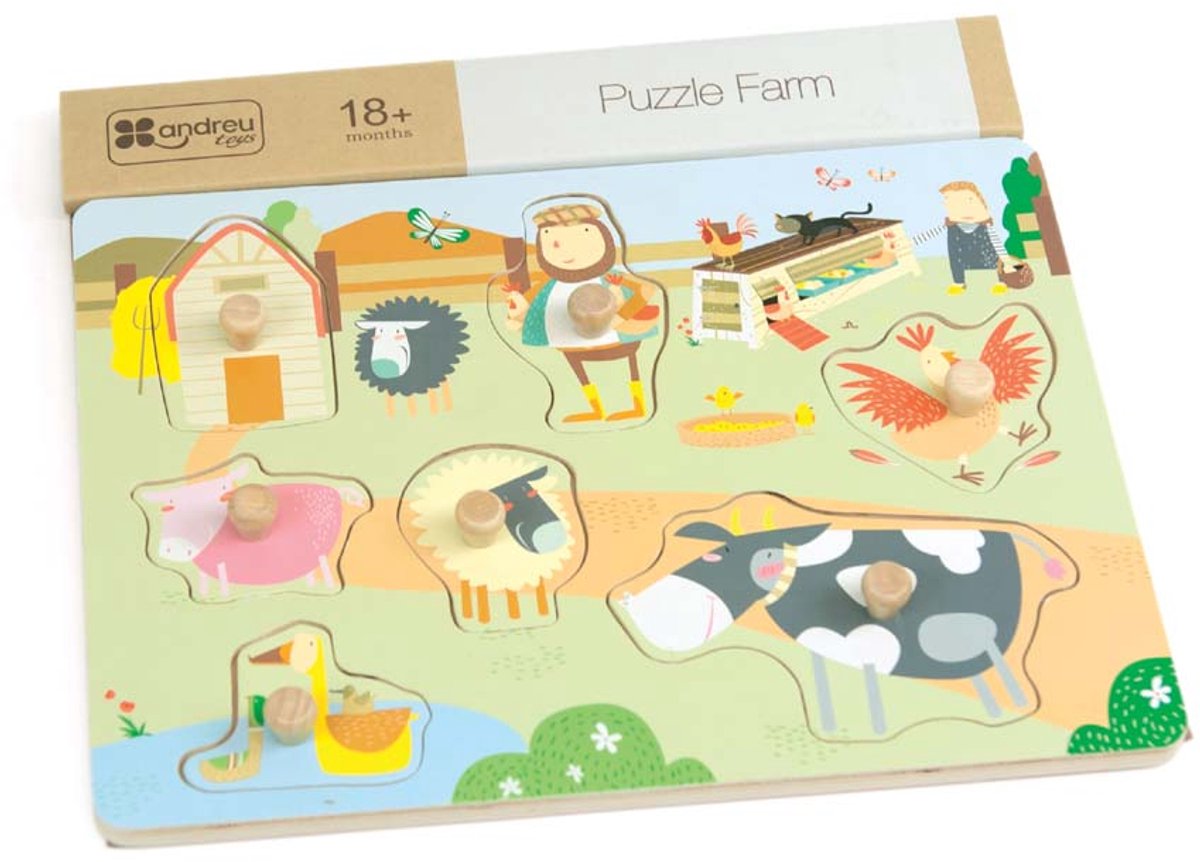 Andreu Speelgoed ANDREU - Puzzel boerderij pastel.