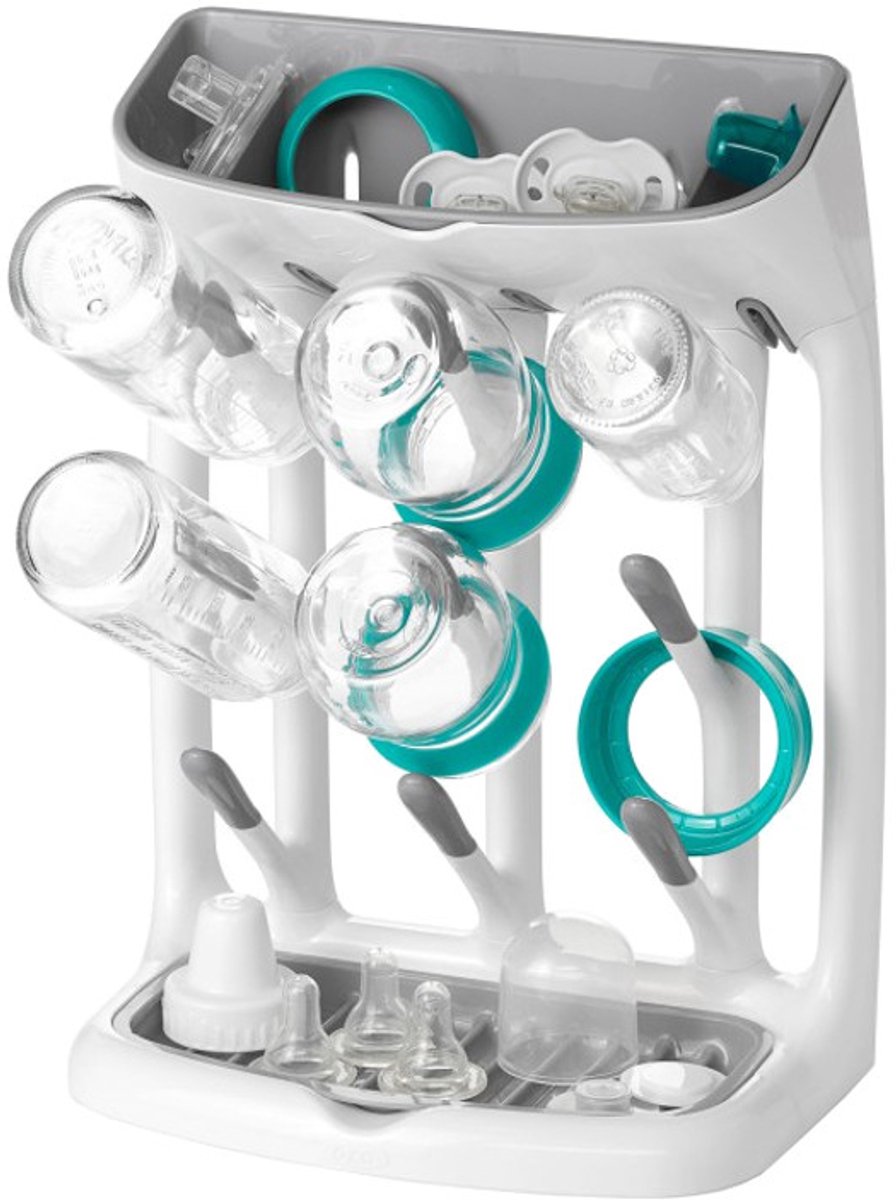 OXO tot Flessendroogrek baby - Compact flessenrek - Flessenrek baby - Afdruiprek babyfles - Droogrek flessen baby -Grey