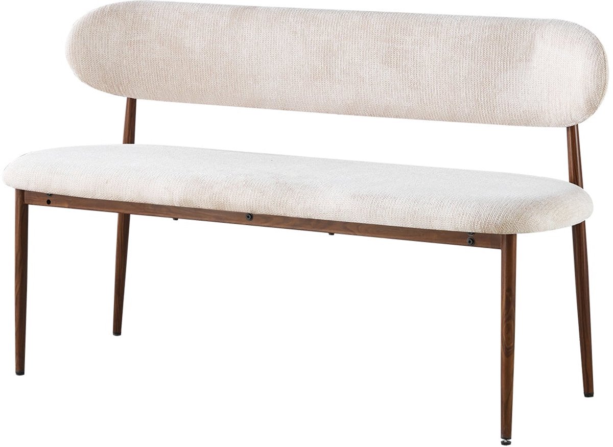 Eetkamerbank Japandi 140cm beige Reika walnoot japanse stijl eetbank