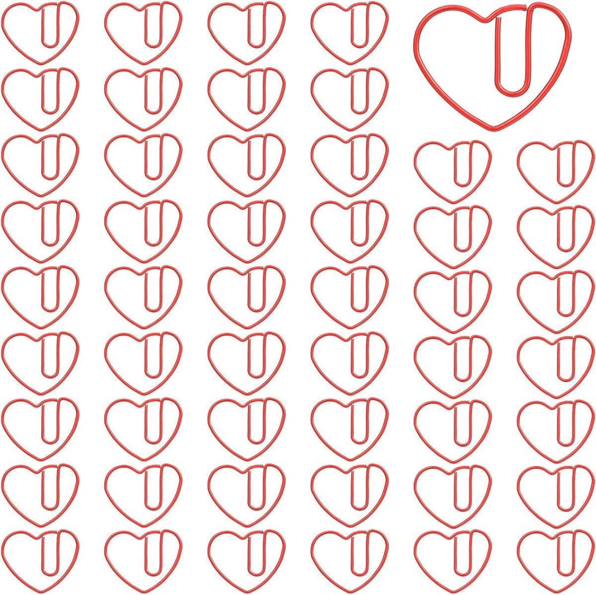Paperclips - Hartvormig - Schattig - Rood - Kantoorbenodigdheden - School - Creatief - Papier - Decoratie - Metaal - Liefde - 50 stuks - Bruiloft - Uitnodiging - 1,18 x 0,94 cm