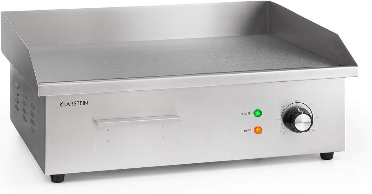 Krachtige Elektrische Tafelgrill XL RVS met Gladde Plaat - 3000W