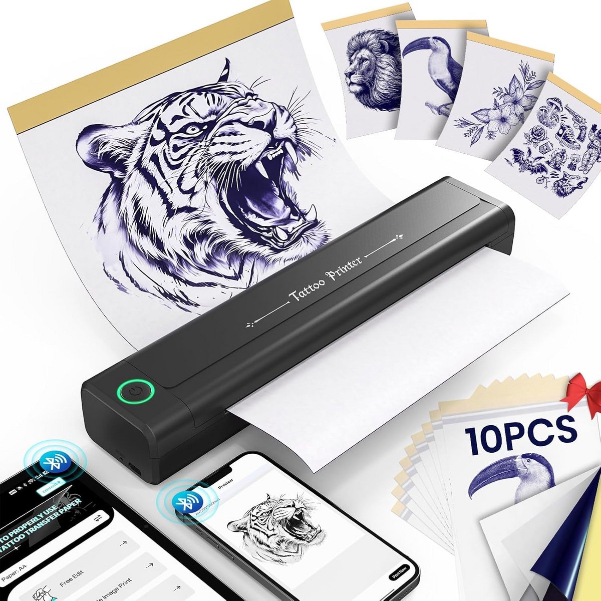 Draadloze Bluetooth Tattoo Printer Stencil Transfer Machine voor Artiesten en Beginners Krasvrij
