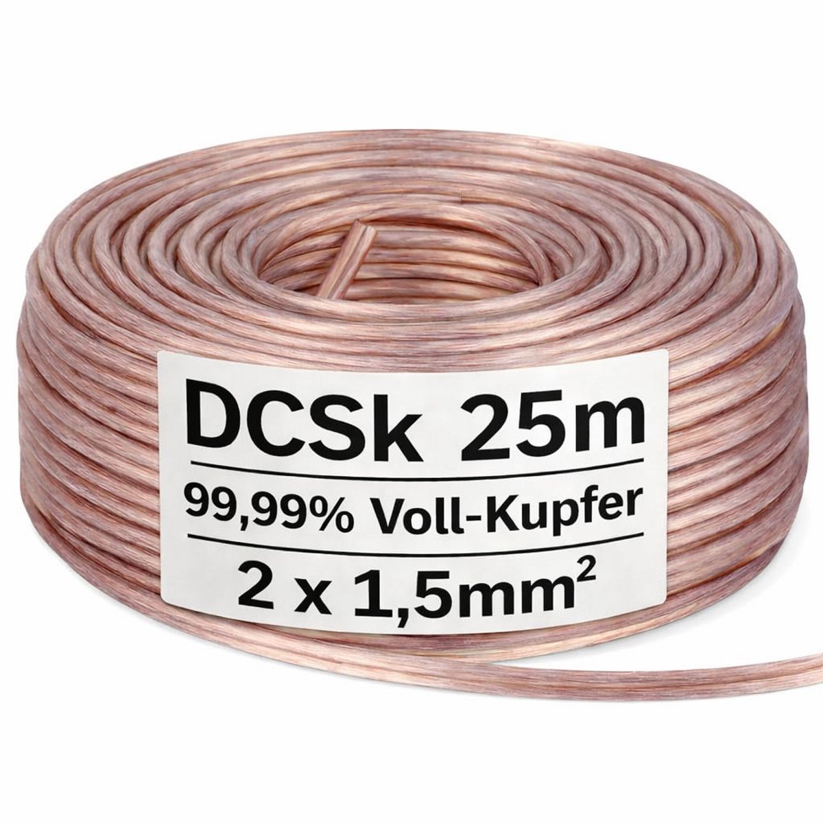Hoogwaardige Massief Koper Luidsprekerkabel (2x1.5mm²) - Hoge Zuiverheid Speaker Kabel per Meter