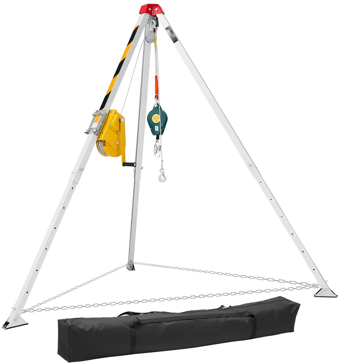 Reddingsdriepoot voor besloten ruimtes - Reddingstatief met hijsinrichting - Liercapaciteit 1179 kg - Kabel 30 m - Valbeveiliging - Verstelbare Werkhoogte 1,6–2,45 m