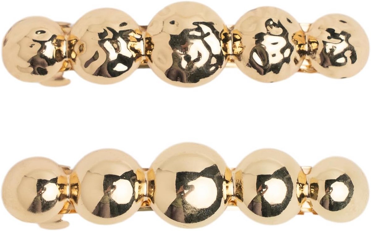 2x Luxe Metalen Haarspeldjes Gouden Bal - Stijlvolle Haarklemmen voor Dames