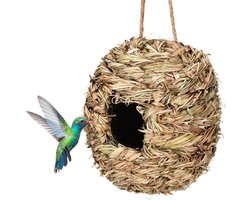 Handgeweven Stro Vogelnest Buiten - Natuurlijke Vogelhut voor Tuin en Balcon