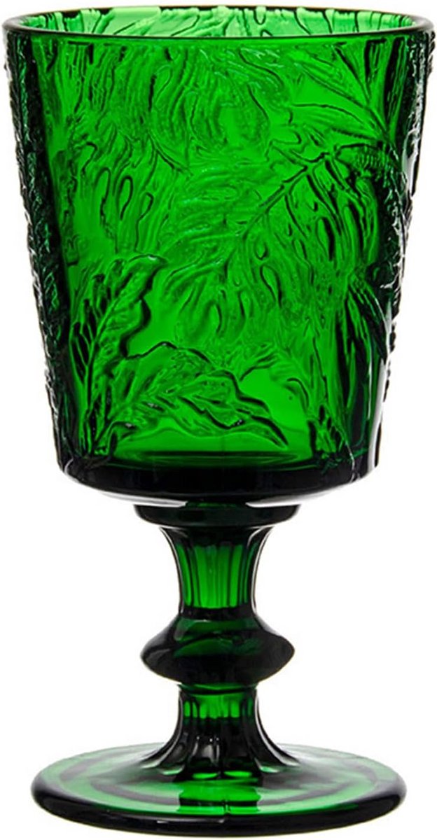 Groen Vintage Wijnglas 330ML, Handgemaakte Waterbeker met Reliëf