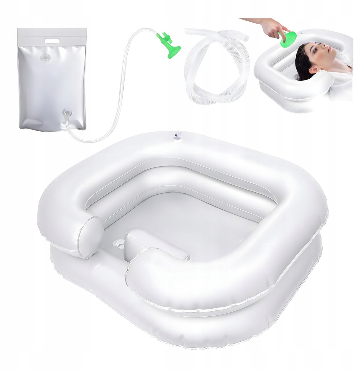 Poniks Basis voor Hoofdmassage in Bed - Opblaasbare Douche voor Senioren - Comfortabel en Handig