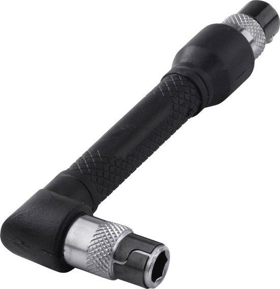 Haakse schroevendraaier met zwarte grip en metalen bit