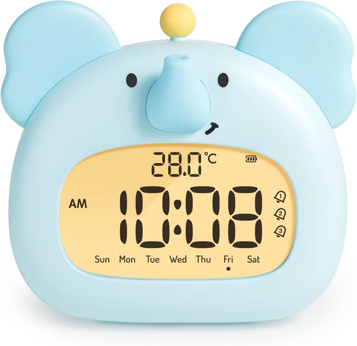Digitale Kinderwekker met Nachtlampje, Oplaadbaar, 3 Alarmen, Weekendmodus en Temperatuurweergave