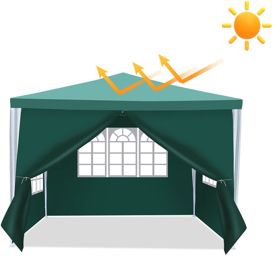 Partytent Easy-UP 3x6 Donkergroen Huren Partytent Easy-UP 3x6 Donkergroen Huren