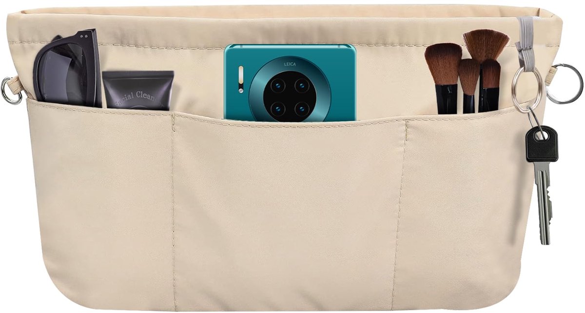 IMPERATORIS® Tas in Tas Organizer - Binnentas voor Handtas - Vilt - Met Veel Vakken - Houdt Tas Georganiseerd en in Vorm - Maat S - Beige