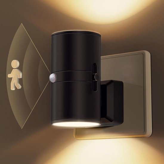GELLDG 2 stuks LED-nachtlampjes - Stekkerlamp met bewegingssensor - Warm licht - Instelbare helderheid 0-100 lumen - Dimbaar nachtlampje voor binnen - Geschikt voor gangen, slaapkamers, trappenhuizen en keukens van GelldG — afbeelding 3