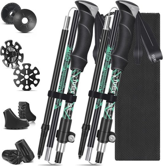 Wandelstokken Set Van 2 Wandelstokken – Telescopisch, Lichtgewicht & Verstelbaar Voor Wandelen, Nordic Walking Of Skiën Lichtgewicht Aluminium Wandelstok