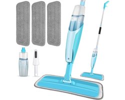 Stunq® Microvezel Sproeidweil met 450ml Reservoir – Blauw versie – 3 Extra Microvezel Dweildoekjes – Voor Efficiënt Schoonmaken van Alle Vloeren ideaal voor thuis binnen en buiten en bedrijf panden