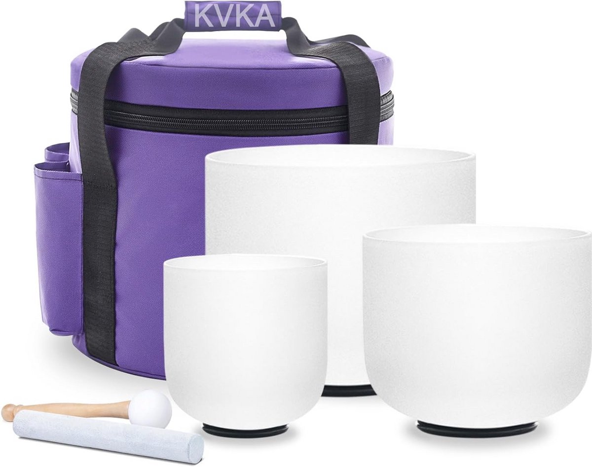 Kristallen Klankschalen 15.2 cm A+ 20 cm F + 25.5 cm C 432 Hz voor Yoga en Meditatie