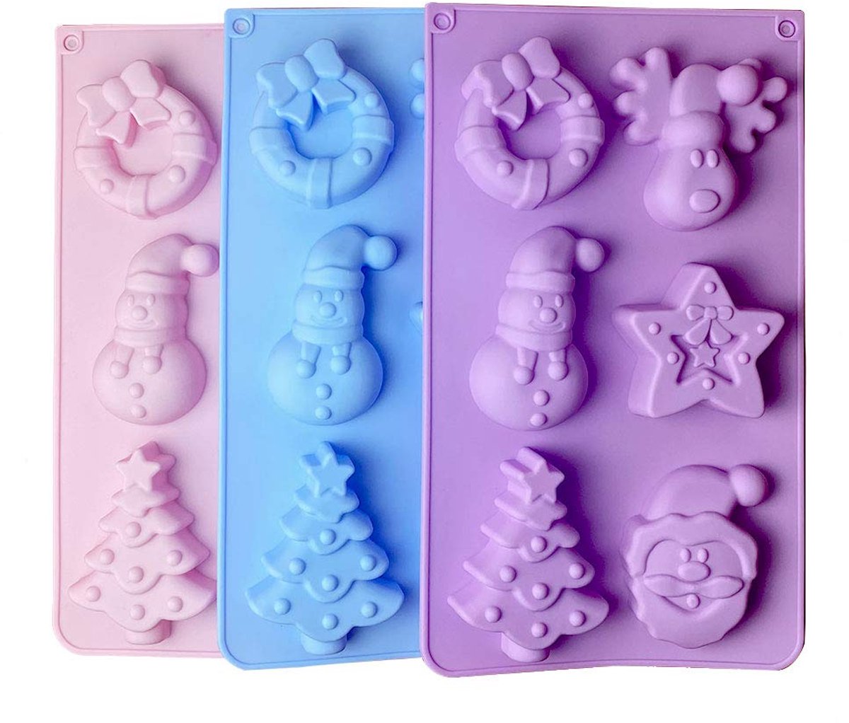 Unyqoos® Set van drie veelzijdige siliconen mallen voor creatieve kerstversieringen