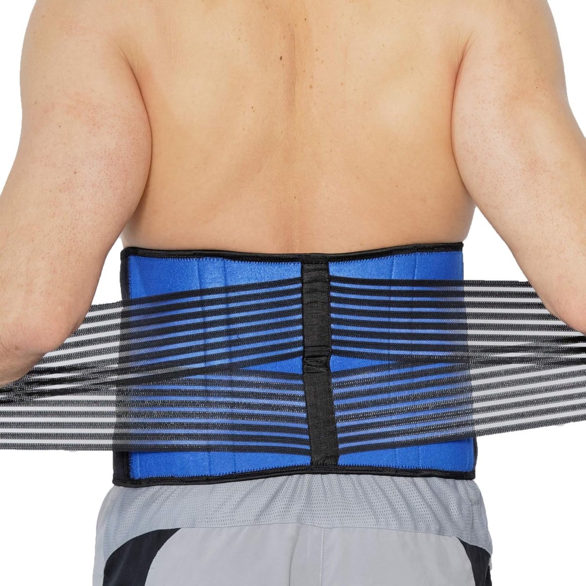 Neopreen rugbrace - lumbale ondersteuning met stevige compressie trekbanden met dubbele riemen - Blauw - xxxx-large