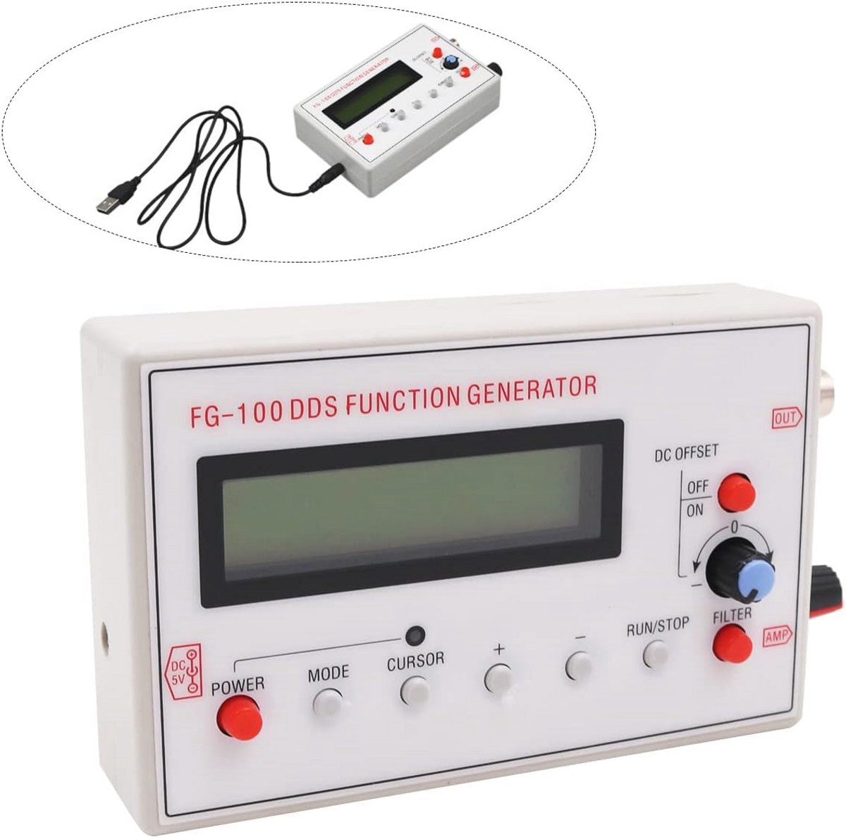 Frequentiegenerator en Signaalgenerator 1Hz-500kHz - Sinus, Vierkant, Driehoek, Zaagtand Golfvormen