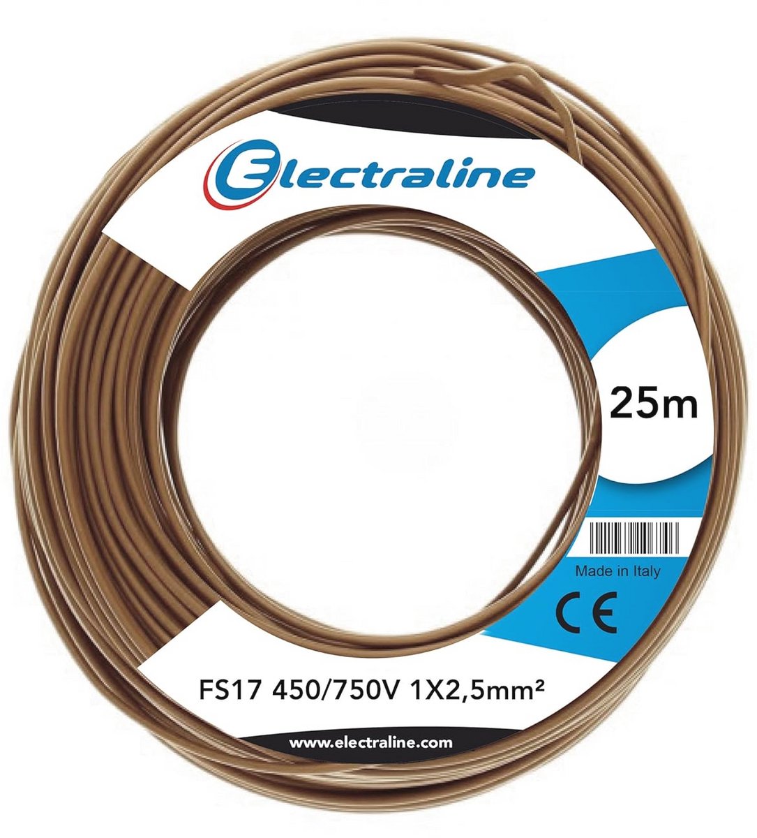 Aderleiding FS17, 1 x 2,5 mm², Bruin, 25 m - Hoogwaardige Elektriciteitskabel