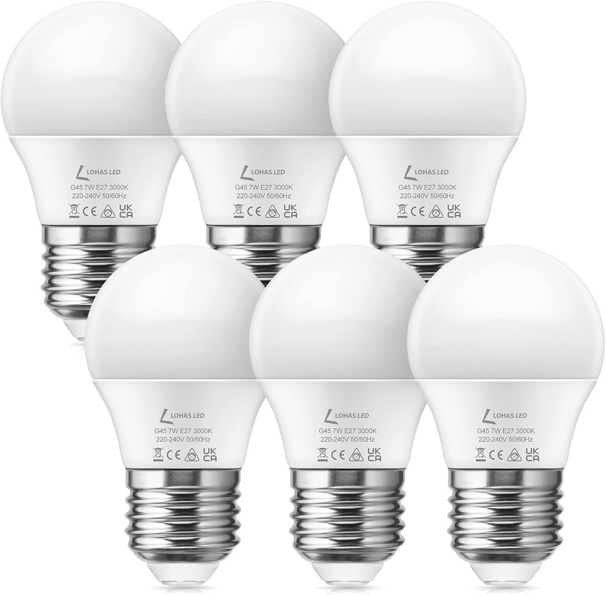 E27 LED Lamp 7W Warmwit 3000K - Globe LED-lampen - 600 Lumen (6 Stuks)