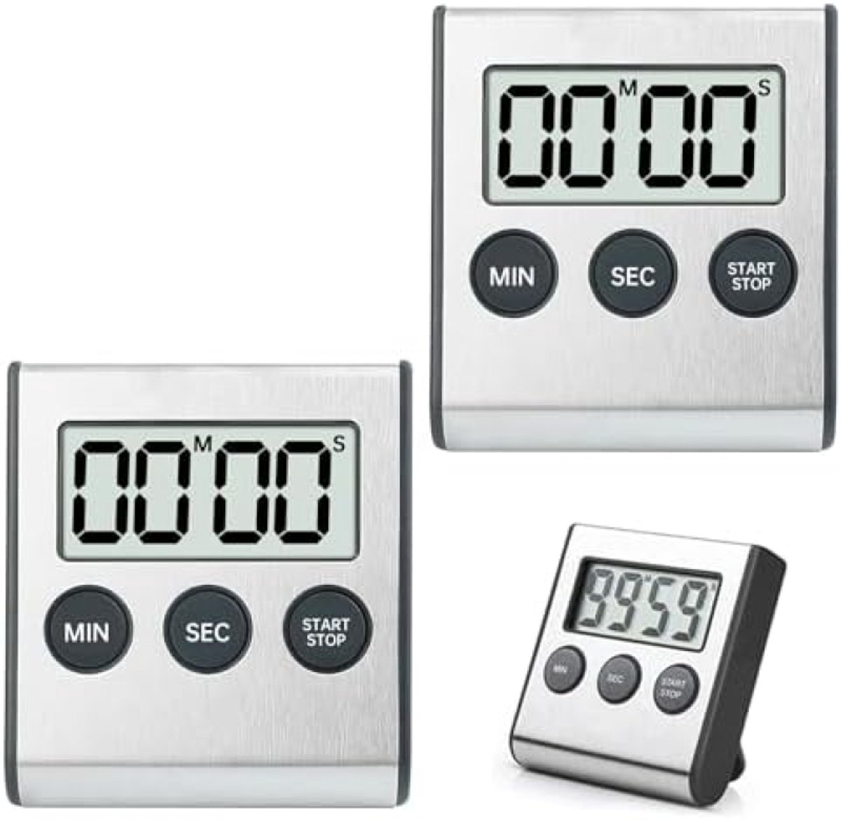 Digitale keukentimer met magnetische achterkant en luid alarm - 2 stuks