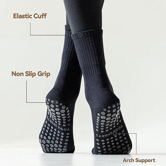 Antislip Pilatessokken voor dames - Sportsokken - Lange sokken - Antislip - Antislip Yoga Ballet Barre-sokken voor dames - Sportsokken voor in de sportschool - Verpakking van 3 paar van Merkloos — afbeelding 3
