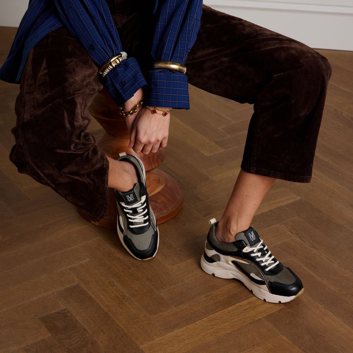 Manfield - Dames - Zwarte leren sneakers - Maat 36