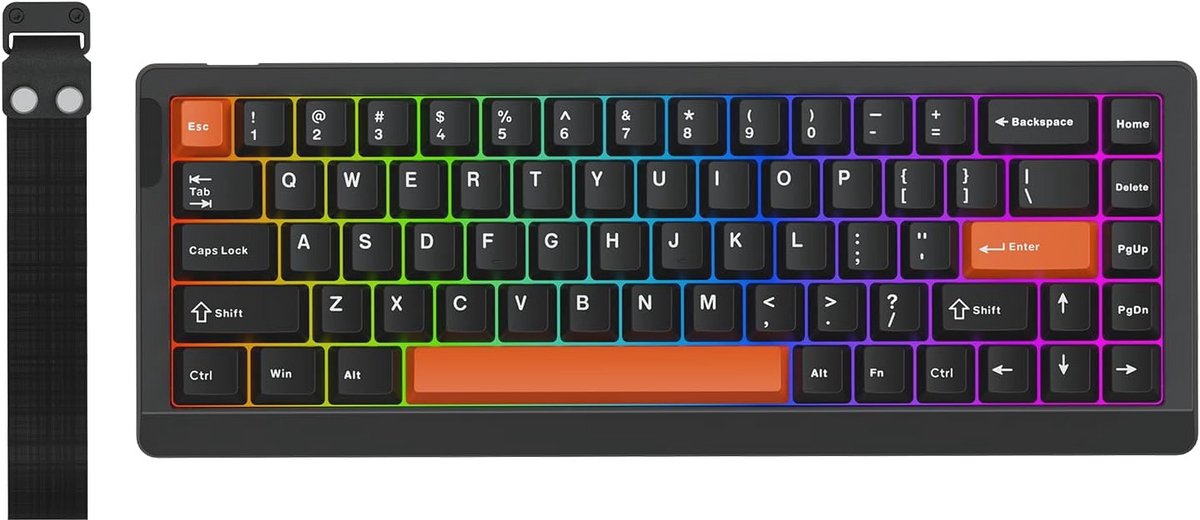 Gaming Keyboard met Hall Effect Switches, 8000Hz Polling, 128K Scan Rate, 0.01mm Aanpasbare Trigger, A-RGB, Bedraad, 68 Toetsen