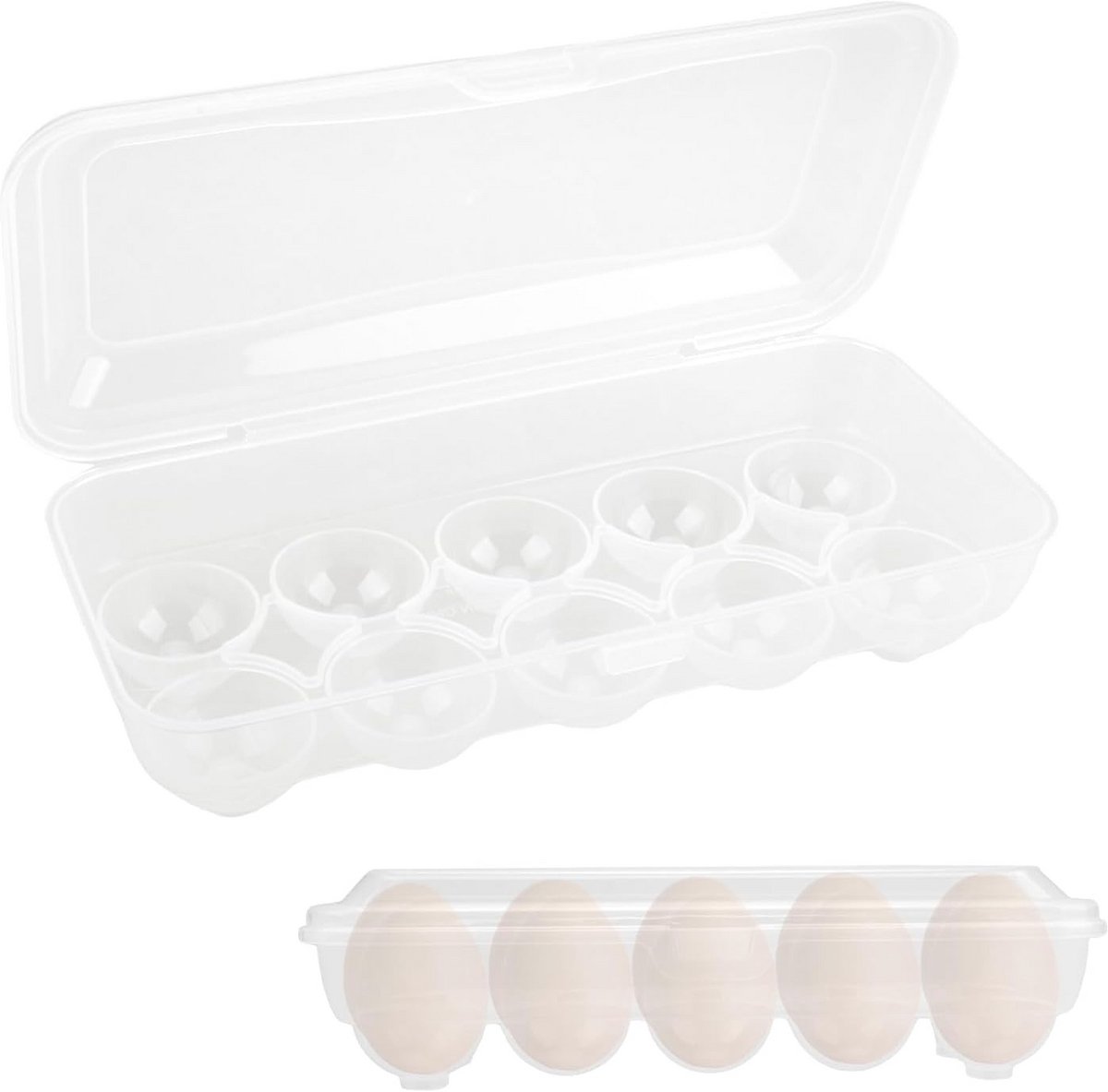 Eieropbergdoos voor Koelkast - 2 Stuks Met Herbruikbare Deksel (Wit)