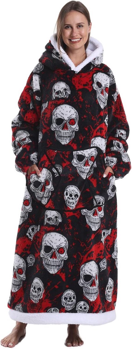 Ultrasofte Flanellen Hoodiedeken met Mouwen en Capuchon - Perfect voor Thuis en Bank