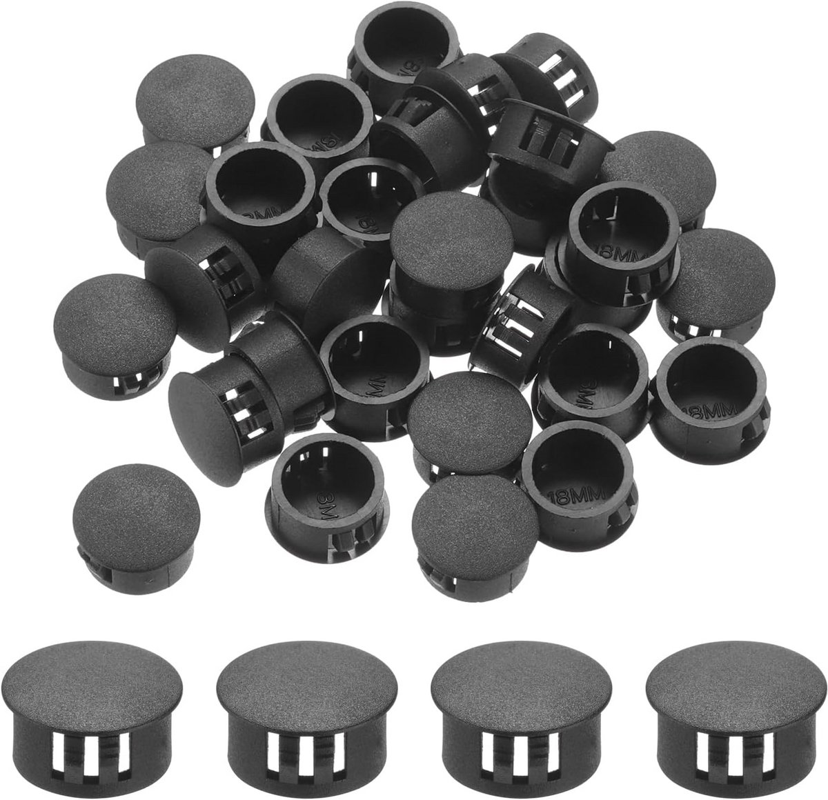64 Stuks 17 mm Zwarte Kunststof Doppen voor Geperforeerde Platen en Meubels