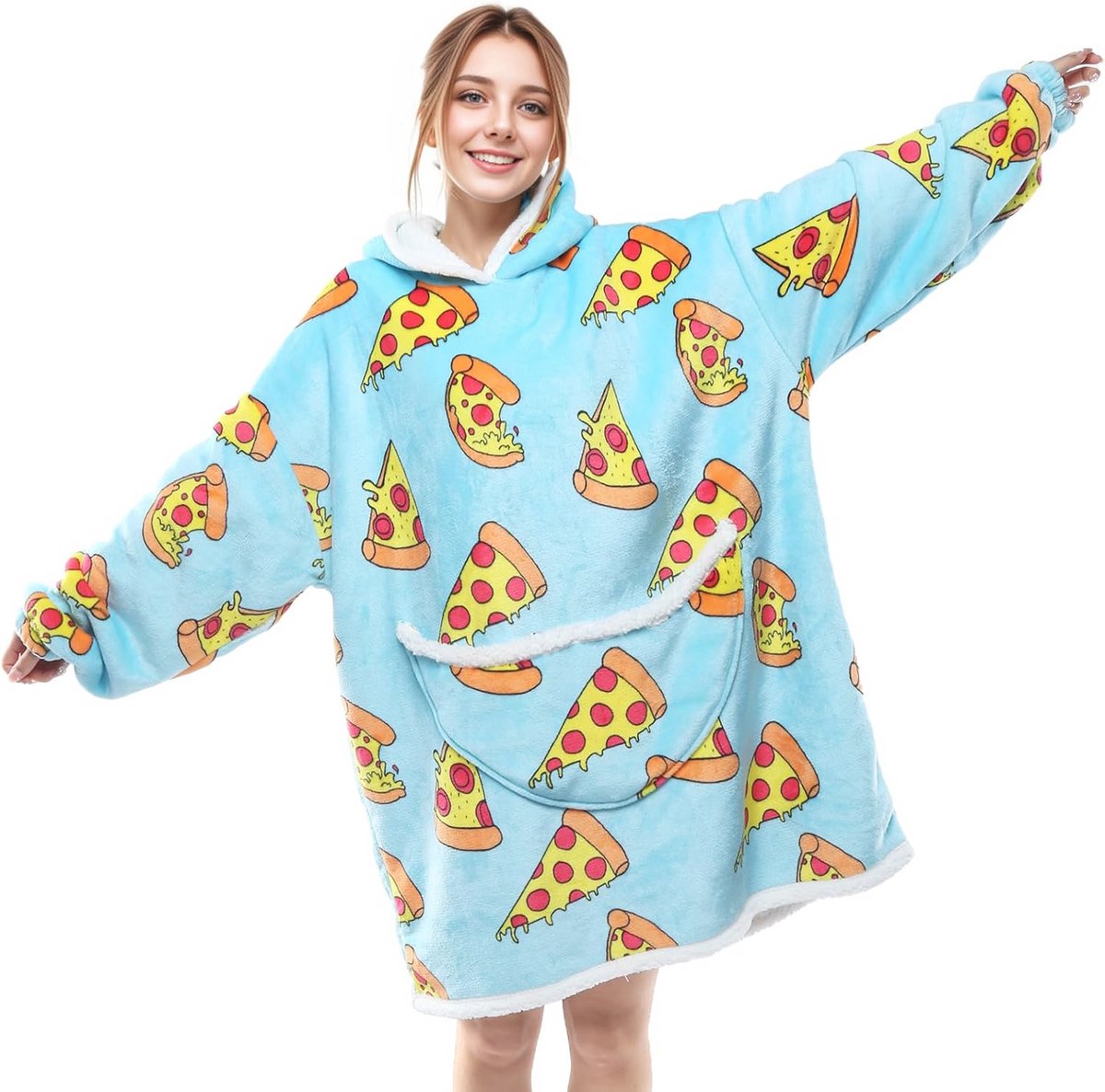 Zachte Oversized Deken met Capuchon voor Vrouwen - Dikke Flanellen Sherpa Hoodie, Perfect voor Cold Days