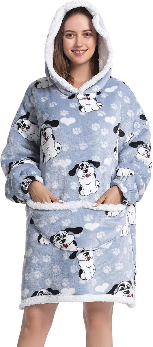 Oversized Deken Hoodie voor Dames en Heren - Knuffelige Fleece Draagbare Deken met Capuchon
