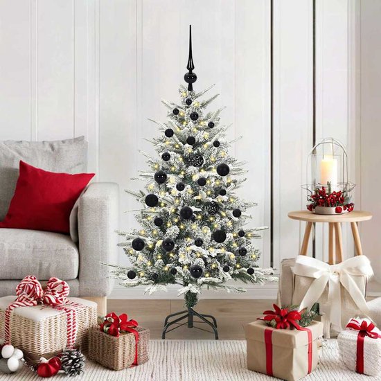 Kerstboom met LED en dennenappels 120 cm PVC en PE groen