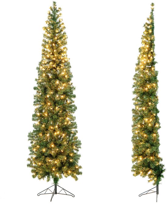 SALCAR Nordmann Kunstkerstboom, 240 cm, met verlichting, warm en RGB led-lichtsnoer, 9 modi en afstandsbediening