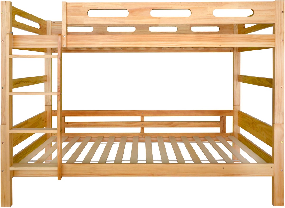 REDOM stapelbed – Op te splitsen in 2 losse bedden – Massief grenen natural – 90x200 cm – Draagvermogen 100 kg Naturel