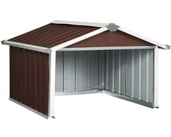 vidaXL - Overkapping - voor - robotmaaier - 92x97x63 - cm - staal - bruin