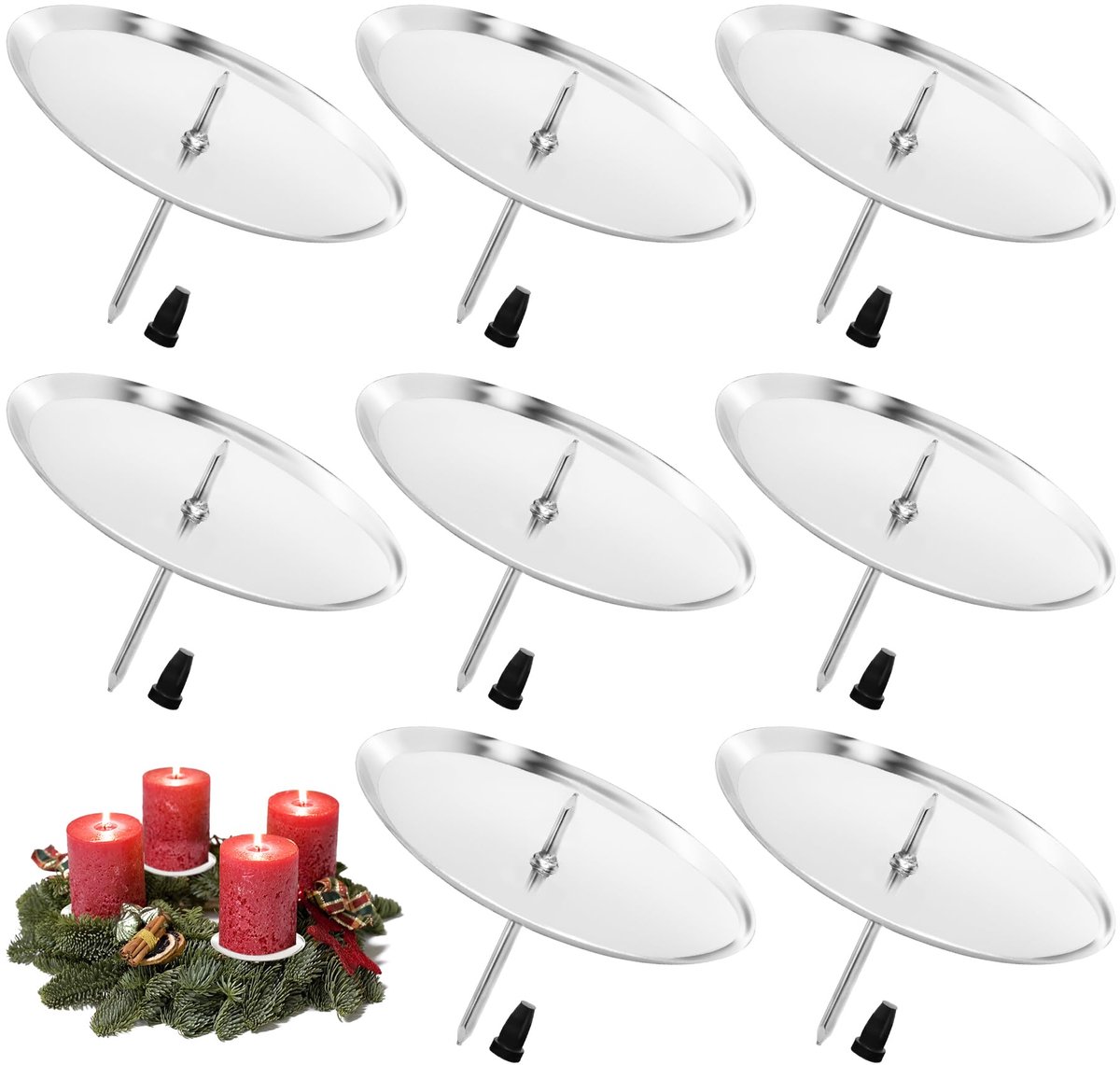 Unyqoos Zilveren metalen adventskrans kandelaar set voor doe-het-zelf decoratie